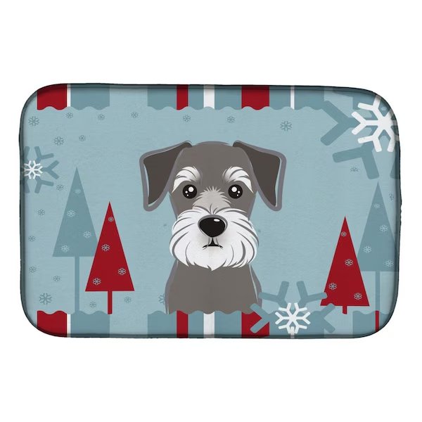 Winter Holiday Schnauzer Dish Drying Mat